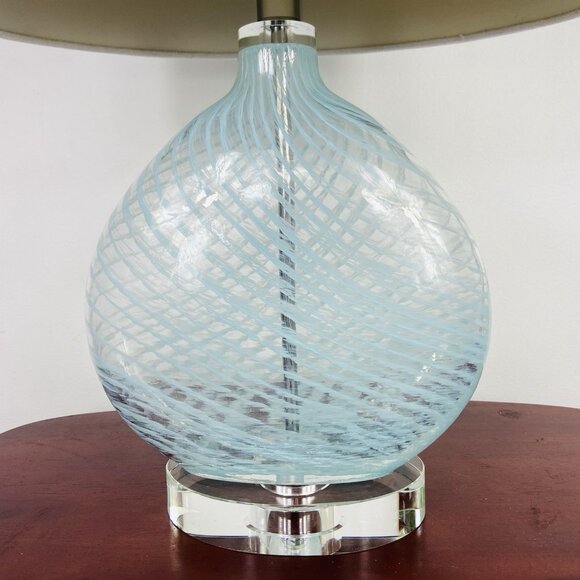 Uttermost Aquata Table Lamp Blue Swirl Art Glass 23” Large Coastal Modern - Picture 5 of 9